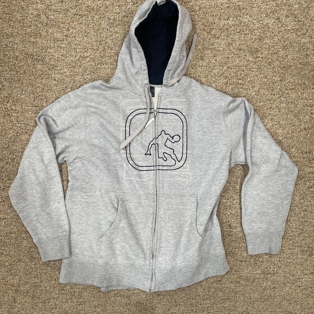 And1 Men's Full Zip Hoodie Grey & Black Sz XL
